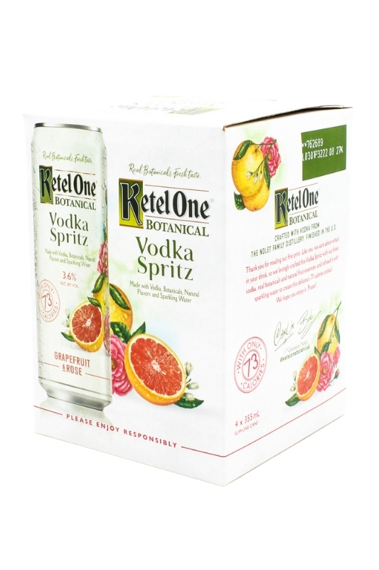 KETEL ONE BOTANICAL VODKA SPRITZ GRAPEFRUIT & ROSE 4PK 355ML CAN